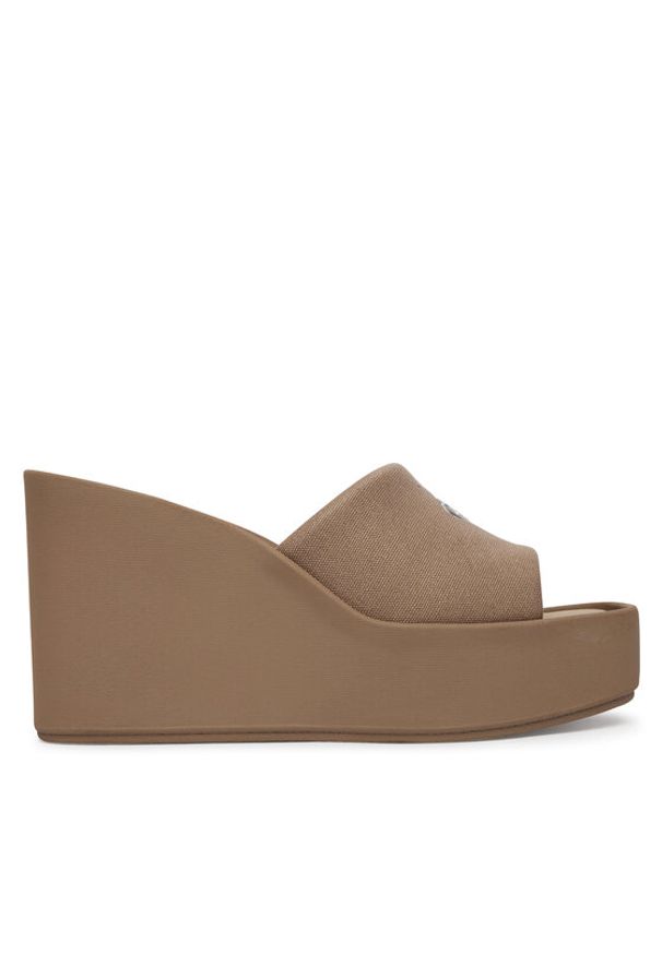 Calvin Klein Klapki Wedge 70 Sndl Canv Mg HW0HW03134 Beżowy. Kolor: beżowy. Materiał: materiał