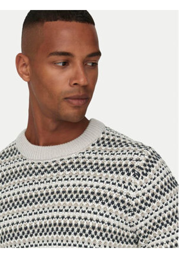 Only & Sons Sweter Musa 22027268 Beżowy Regular Fit. Kolor: beżowy. Materiał: bawełna