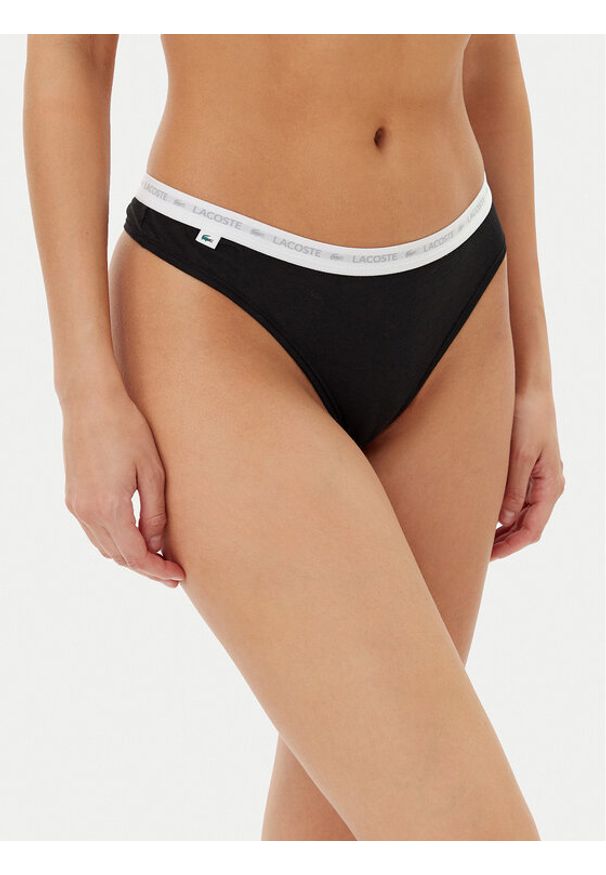 Lacoste Komplet 3 par stringów 8F1341 Czarny. Kolor: czarny. Materiał: bawełna