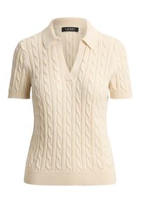 Lauren Ralph Lauren - LAUREN RALPH LAUREN Polo 200P14041001 Kremowy Regular Fit. Typ kołnierza: polo. Kolor: kremowy. Materiał: bawełna #4