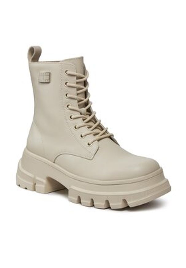 Tommy Jeans Trapery Tjw Chunky Leather Boot EN0EN02503 Beżowy. Kolor: beżowy. Materiał: skóra