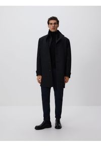 Reserved - Długi płaszcz z wełną - czarny. Kolor: czarny. Materiał: wełna. Długość: długie #1
