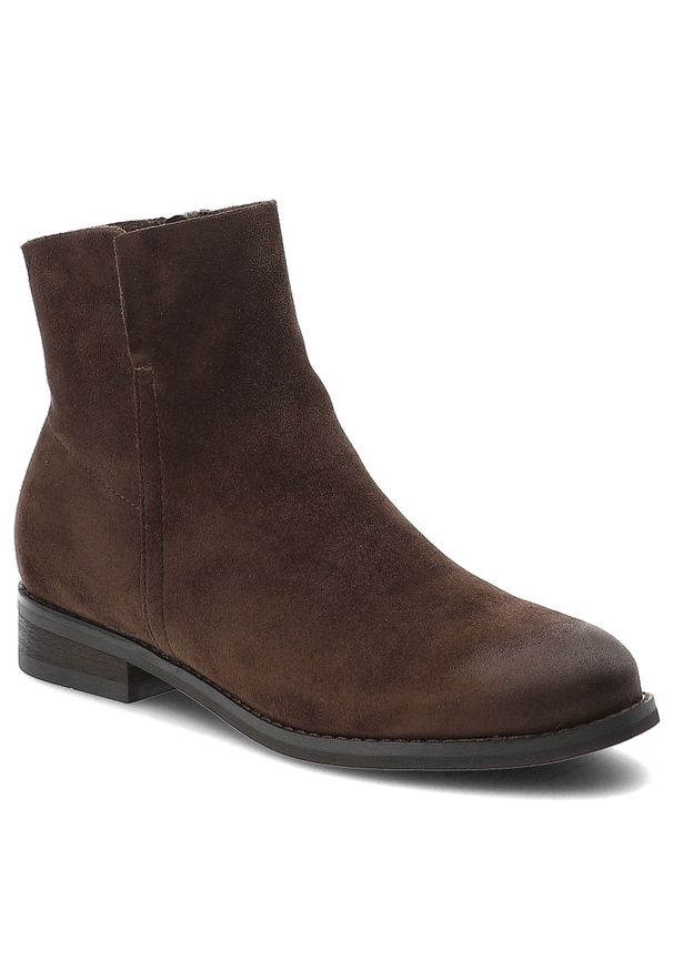 Botki damskie Vinceza, cholewka z materiału o przecieranym wykończeniu zabudowany fason za kostkę, brązowe, 39961. Wysokość cholewki: za kostkę. Kolor: brązowy. Materiał: materiał. Szerokość cholewki: normalna