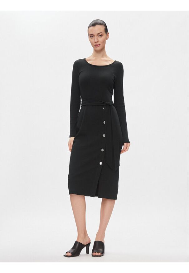 Lauren Ralph Lauren Sukienka dzianinowa 250889290004 Czarny Slim Fit. Kolor: czarny. Materiał: bawełna