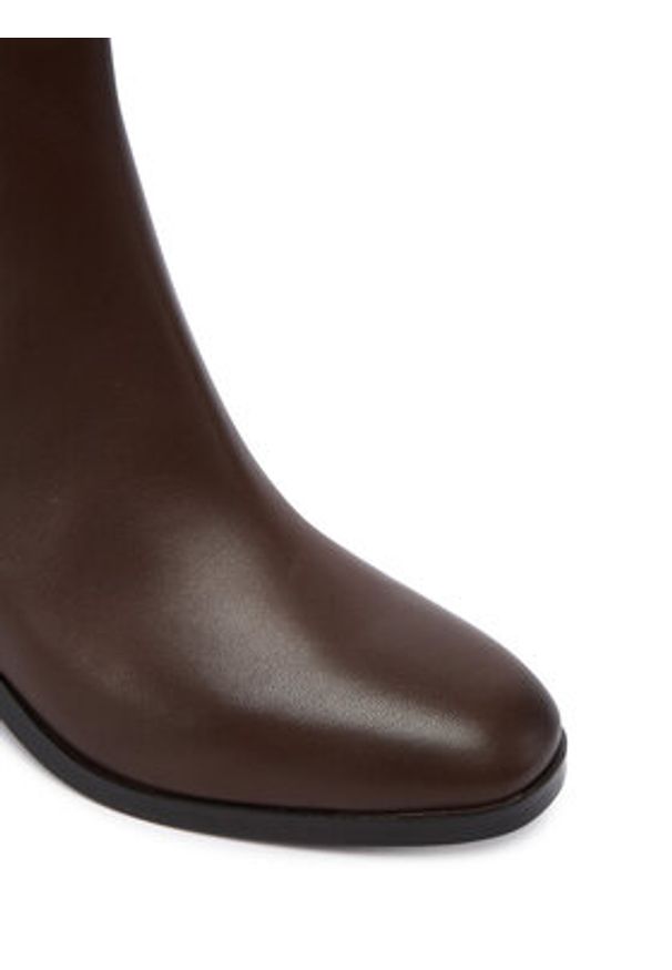 TOMMY HILFIGER - Tommy Hilfiger Botki Th Buckle Riding Mid Heel Bootie FW0FW08859 Brązowy. Kolor: brązowy. Materiał: skóra