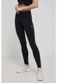 Reebok legginsy treningowe Lux Perform HB2024 damskie kolor czarny gładkie. Kolor: czarny. Materiał: skóra, dzianina, materiał. Wzór: gładki. Sport: fitness #3