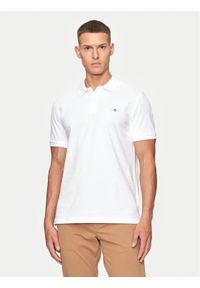 GANT - Gant Polo Shield 2220 Biały Slim Fit. Typ kołnierza: polo. Kolor: biały. Materiał: bawełna