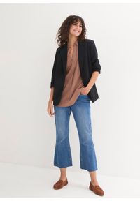 bonprix - Bluzka lniana, rękawy 3/4. Kolor: brązowy. Materiał: len #3