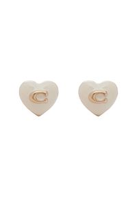 Coach Kolczyki Enamel Heart Stud Earrings 37479226GLD100 Srebrny. Materiał: metalowe, srebrne. Kolor: srebrny
