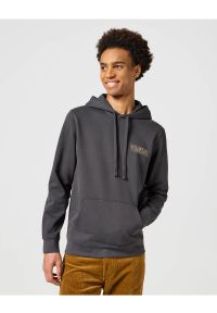 Wrangler - WRANGLER MĘSKA BLUZA HOODIE FADED BLACK 112357336