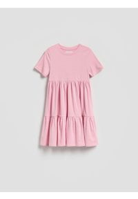 Reserved - Bawełniana sukienka - pastelowy róż. Kolor: różowy. Materiał: bawełna
