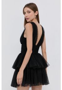 Elisabetta Franchi Sukienka kolor czarny mini rozkloszowana. Kolor: czarny. Materiał: dzianina. Typ sukienki: rozkloszowane. Długość: mini #4