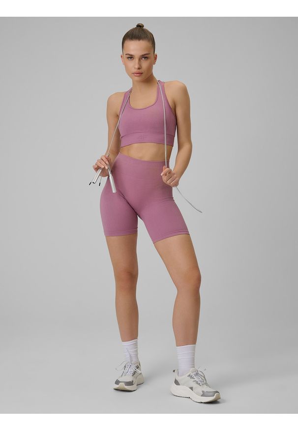 4f - 4F Legginsy kolarki treningowe bezszwowe damskie - czerwone XL/XXL. Stan: podwyższony. Kolor: różowy. Materiał: materiał. Sport: fitness