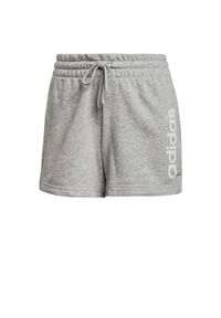 Adidas - Calções Essensials Slim Logo de Ginástica e Pilates em Algodão Mulher. Kolor: biały, szary, wielokolorowy. Sport: joga i pilates