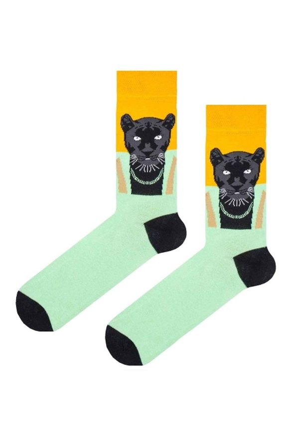 His Story - Skarpetki Bawełniane - Tematyczne - Czarna Pantera. Kolor: wielokolorowy. Materiał: poliamid, bawełna, elastan. Wzór: motyw zwierzęcy