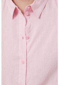 medicine - Medicine koszula damska kolor różowy relaxed z kołnierzykiem klasycznym. Typ kołnierza: kołnierzyk klasyczny. Kolor: różowy. Materiał: tkanina. Wzór: gładki. Styl: klasyczny #2