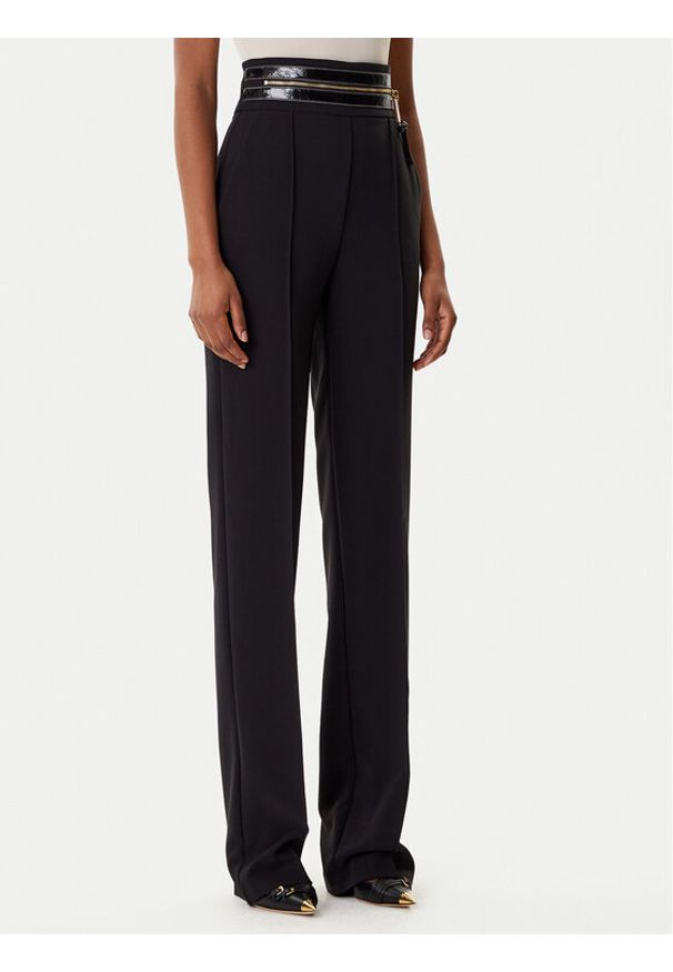 Elisabetta Franchi Spodnie materiałowe PA-113-56E2-V340 Czarny Regular Fit. Kolor: czarny. Materiał: bawełna