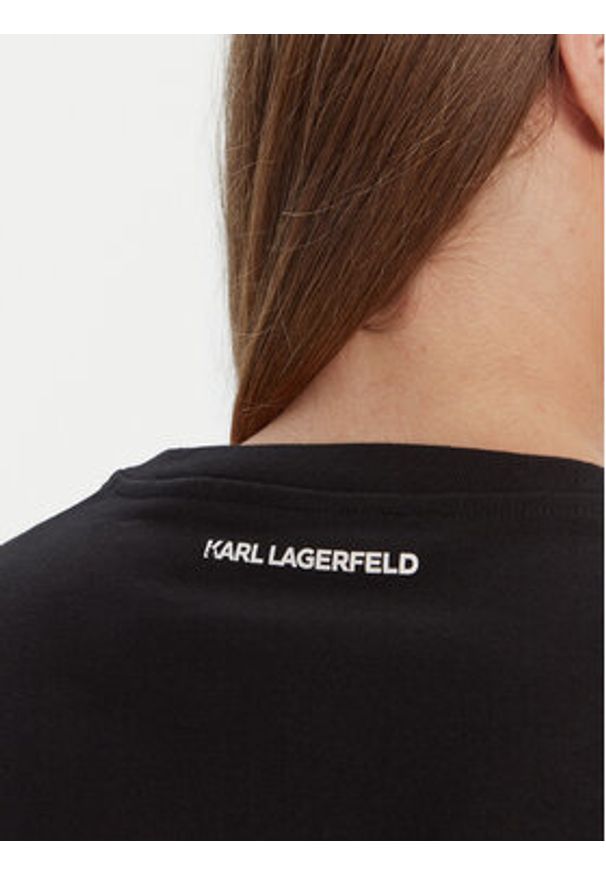 Karl Lagerfeld - KARL LAGERFELD T-Shirt A3W17104 Czarny Regular Fit. Typ kołnierza: dekolt w karo. Kolor: czarny. Materiał: bawełna