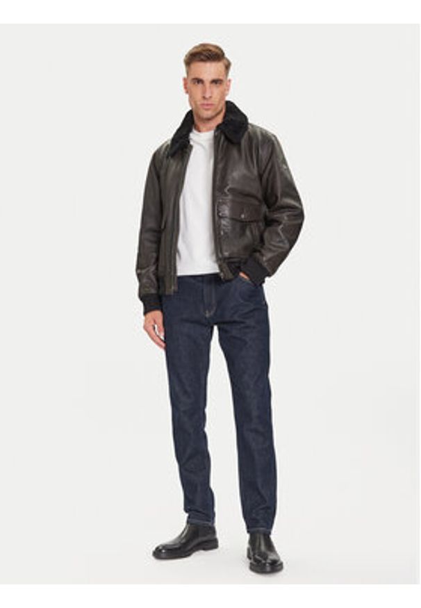 JOOP! Kurtka skórzana Falko 80000864 Szary Regular Fit. Kolor: szary. Materiał: skóra