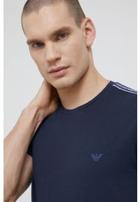 Emporio Armani Underwear T-shirt męski kolor granatowy z nadrukiem. Okazja: na co dzień. Kolor: niebieski. Materiał: dzianina. Wzór: nadruk. Styl: casual