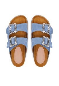 Pollini Klapki SA28373G0MTF0712 Błękitny. Kolor: niebieski. Materiał: skóra, zamsz #4