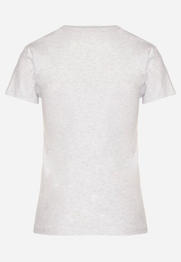 Born2be - Jasnoszary Klasyczny T-shirt z Bawełny Olinisea. Okazja: na co dzień. Kolor: szary. Materiał: bawełna. Styl: klasyczny