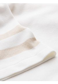 Ombre Clothing - Męska koszulka polo z miękkiej dzianiny z kontrastowymi pasami - kremowa V3 - Rozmiar: XL. Okazja: na co dzień. Typ kołnierza: polo. Kolor: kremowy. Materiał: dzianina. Długość: krótkie. Wzór: paski. Styl: casual