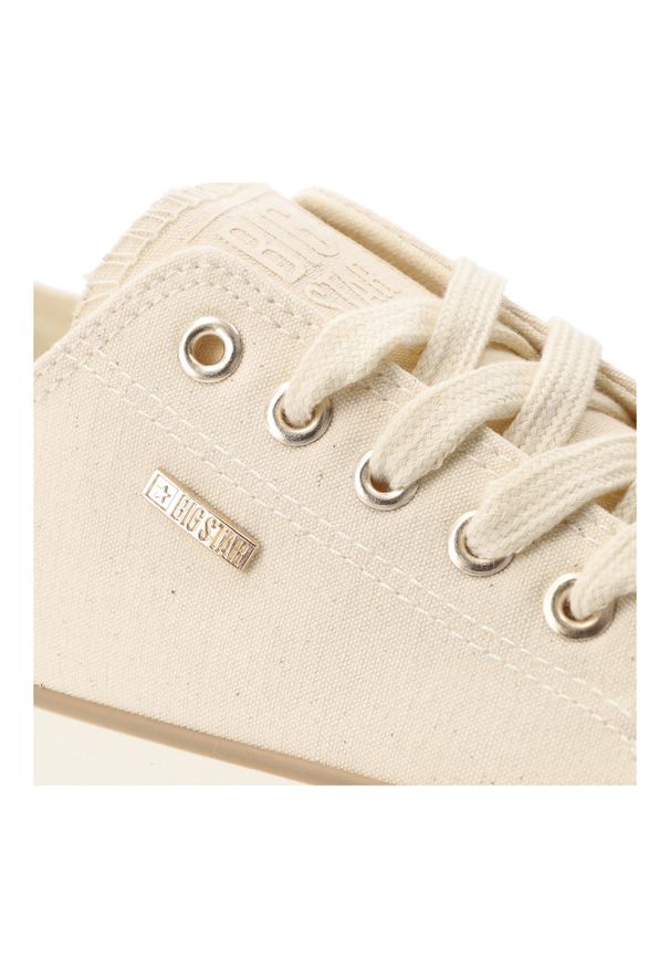 Big-Star - Trampki damskie Big Star, tekstylna cholewka sznurowany fason klasyczna gumowa podeszwa okrągły nosek minimalistyczny design, beżowe, TT274773. Okazja: na spacer, na co dzień. Nosek buta: okrągły. Zapięcie: sznurówki. Kolor: beżowy. Materiał: guma. Szerokość cholewki: normalna. Styl: klasyczny