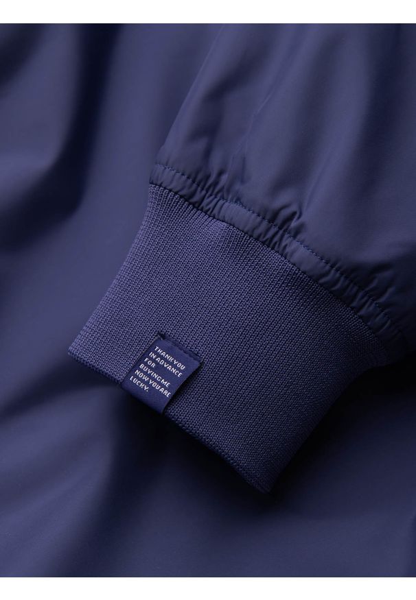 Ombre Clothing - Kurtka męska bomberka szwedka - granatowa V4 OM-JANP-0115 - XL. Okazja: na co dzień. Kolor: niebieski. Materiał: poliester, materiał, żakard. Wzór: gładki, jednolity. Styl: klasyczny, casual