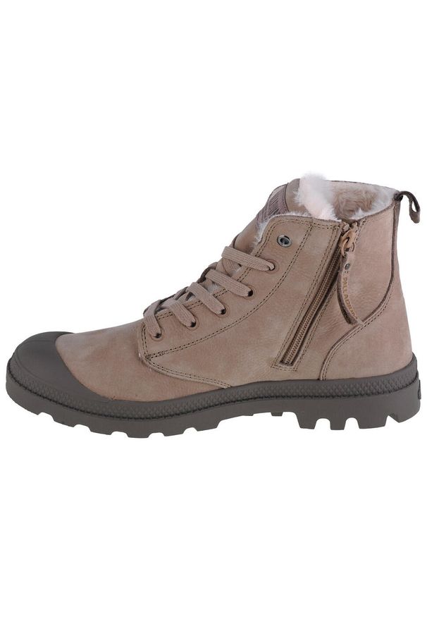 Buty sportowe Sneakersy unisex, Palladium Pampa Hi Zip WL. Kolor: beżowy. Materiał: nubuk. Sport: turystyka piesza