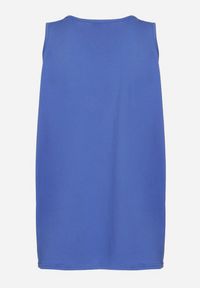 Born2be - Niebieska Bawełniana Koszulka Typu Tank Top Zianessa. Kolor: niebieski. Materiał: bawełna. Wzór: aplikacja