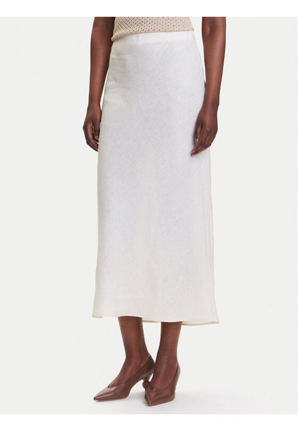 Marella Spódnica midi Desio 2515101032 Biały Regular Fit. Kolor: biały. Materiał: len