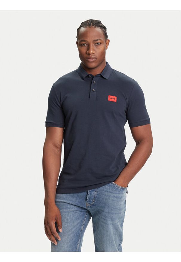 Hugo Polo Dereso222 50466202 Granatowy Slim Fit. Typ kołnierza: polo. Kolor: niebieski. Materiał: bawełna