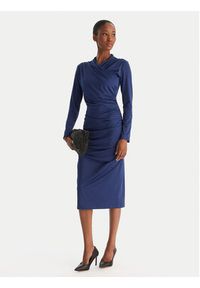 ACCESS FASHION Sukienka koktajlowa 54-3040-225 Granatowy Slim Fit. Kolor: niebieski. Materiał: syntetyk. Styl: wizytowy