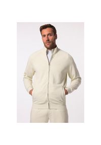 JAY-PI - Męska Bluza dresowa rozpinana fitness stójka do rozm. 7 XL. Typ kołnierza: kołnierzyk stójkowy. Kolekcja: plus size. Kolor: biały. Materiał: materiał, poliester, bawełna. Sport: fitness