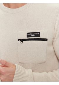 Aeronautica Militare Sweter 232MA1460L518 Écru Regular Fit. Materiał: bawełna