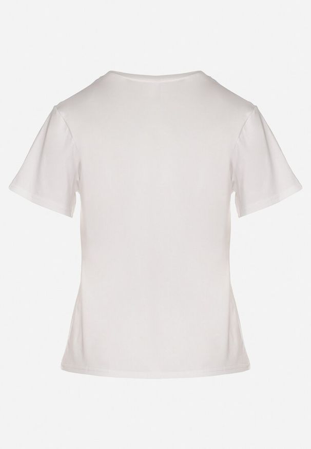 Born2be - Biały Klasyczny T-shirt z Bawełny Lorali. Okazja: na spacer, na co dzień. Kolor: biały. Materiał: bawełna. Wzór: gładki. Styl: klasyczny