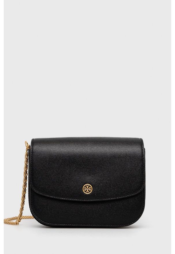 Tory Burch - Torebka skórzana. Kolor: czarny. Materiał: skórzane. Rodzaj torebki: na ramię