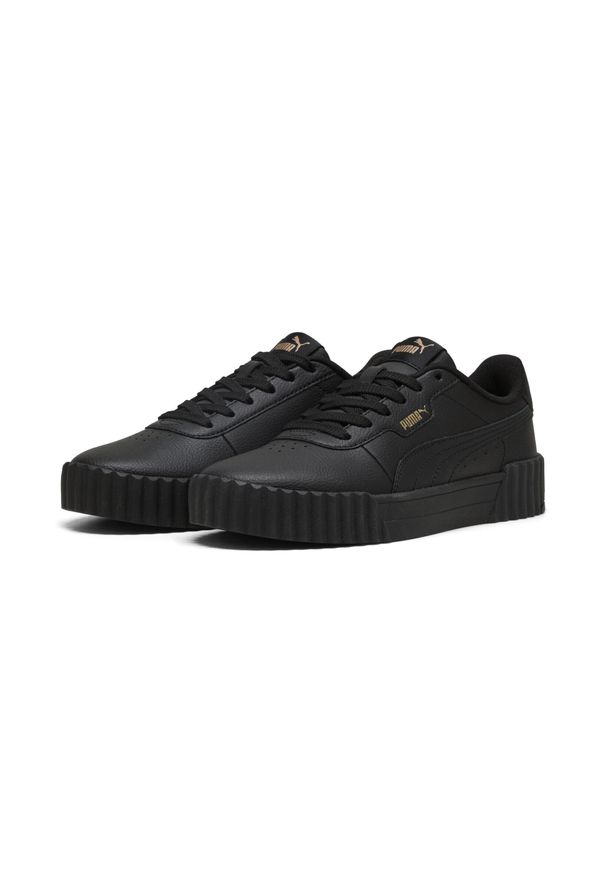 Puma - Damskie sneakersy Carina 3.0 PUMA. Okazja: na plażę. Kolor: czarny, wielokolorowy, żółty. Materiał: materiał, syntetyk, skóra. Szerokość cholewki: normalna. Sezon: lato. Sport: tenis, turystyka piesza