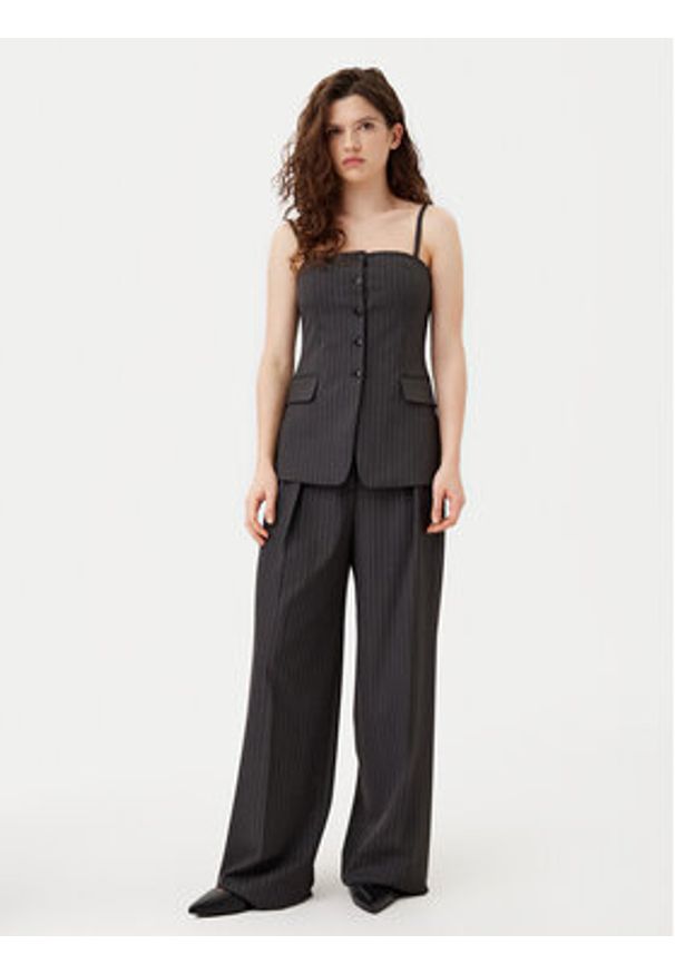 Hugo - HUGO Spodnie palazzo 50531003 Szary Regular Fit. Kolor: szary. Materiał: syntetyk, wiskoza