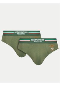 Aeronautica Militare Komplet 2 par slipów AM1USL001 Khaki. Kolor: brązowy. Materiał: bawełna