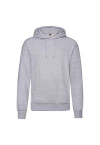 FRUIT OF THE LOOM - Męska Klasyczna Zwykła Bluza Z Kapturem. Typ kołnierza: kaptur. Kolor: szary