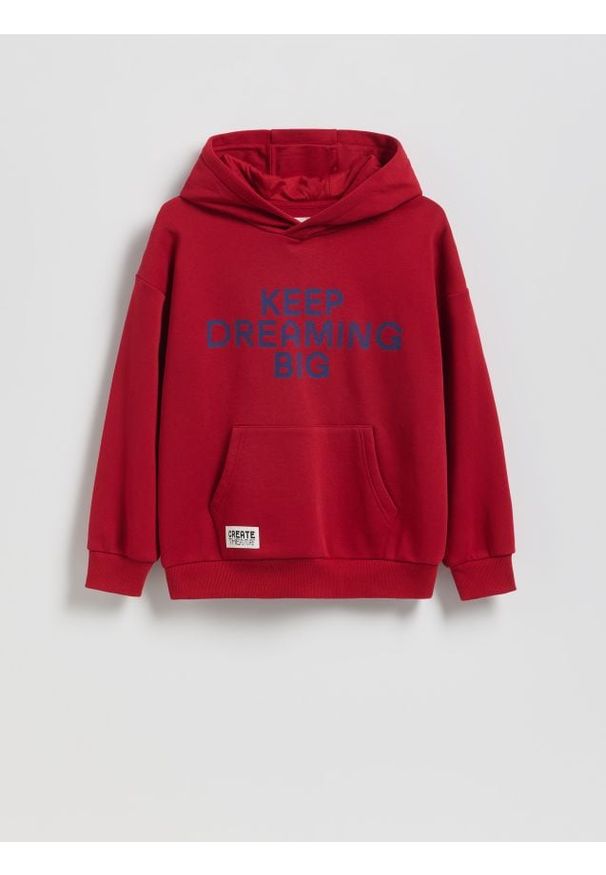 Reserved - Bluza z kapturem - czerwony. Typ kołnierza: kaptur. Kolor: czerwony. Materiał: bawełna, dzianina