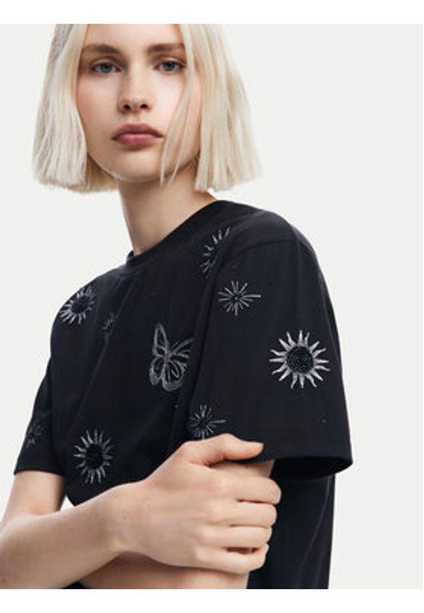Desigual T-Shirt Tarot 24WWTK96 Czarny Regular Fit. Kolor: czarny. Materiał: bawełna