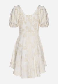 Born2be - Biała Wiskozowa Sukienka w Kwiaty Lunobella. Okazja: na co dzień. Kolor: biały. Materiał: wiskoza. Długość rękawa: długi rękaw. Wzór: kwiaty. Typ sukienki: sportowe. Styl: elegancki, casual, sportowy #5