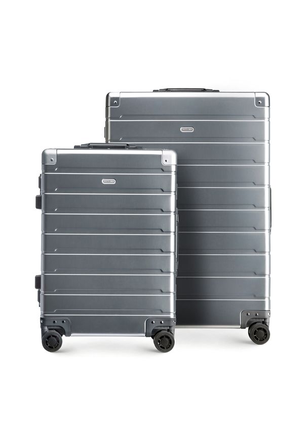 Wittchen - Zestaw walizek z aluminium. Kolor: srebrny. Materiał: guma