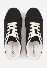 Born2be - Czarne Sneakersy Casualowe z Imitacji Zamszu z Podeszwą z Bieżnikiem Alevtina. Okazja: na co dzień. Zapięcie: sznurówki. Kolor: czarny. Materiał: zamsz #6