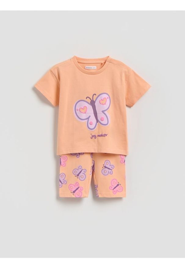 Reserved - Bawełniany komplet - jasnopomarańczowy. Kolor: pomarańczowy. Materiał: bawełna