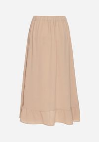 Born2be - Beżowa Asymetryczna Spódnica z Falbanami i Ozdobnymi Guzikami Marolana. Okazja: na co dzień. Kolor: beżowy. Wzór: gładki. Styl: elegancki, casual #4