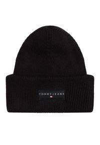 Tommy Jeans Czapka Tjm Linear Beanie AM0AM13666 Czarny. Kolor: czarny. Materiał: materiał, bawełna